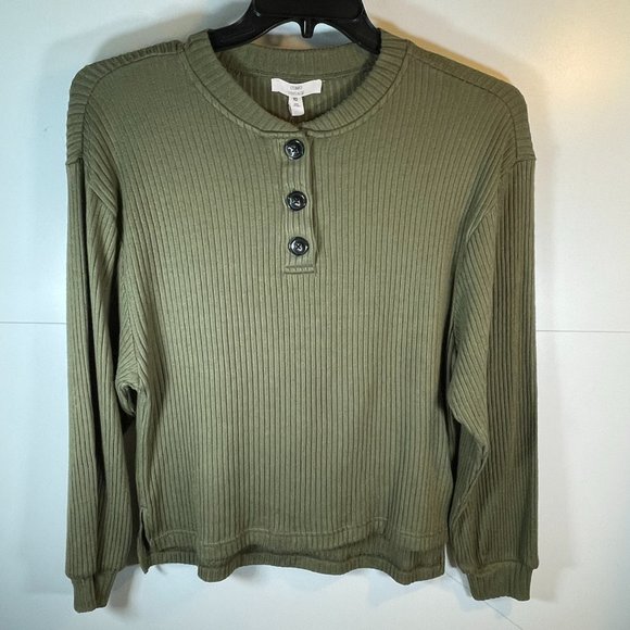 Como Vintage Tops - NWT! Ribbed Henley Top in Fescue Green